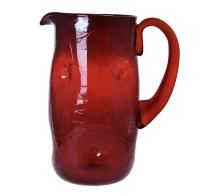 7018 Dimple Pitcher, Crackled Ruby by Blenko