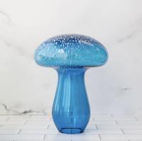 3221 Large Mushroom, Turquoise with White by Blenko