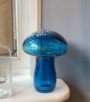 3221 Small Mushroom, Turquoise with White by Blenko