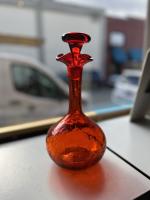 37 Decanter with Stopper, Crackled Tangerine (1970) by Blenko