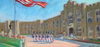 Barracks with Parade Flags and Corp Marching by Maria Reardon