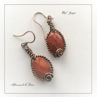 Earrings - red jasper & copper by Mae Stoll