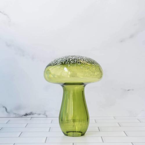 3221 Medium Mushroom, Olive with White by Blenko