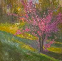 Redbuds in Setting Sun by Julia Lesnichy