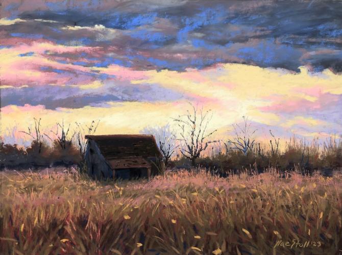 Days End in a Hayfield by Mae Stoll