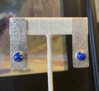 #E54 Lapis Cabochon, Hand Textured Sterling Silver by Stephanie Neofotis